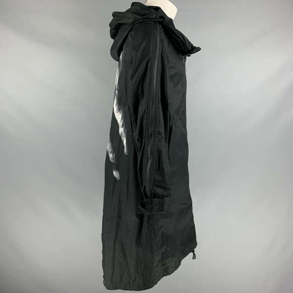 MASAHIKO MARUYAMA Black White Graphic Cotton Hooded Coat - Picture 2 of 7